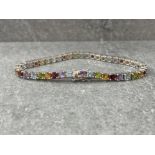 LADIES SILVER MULTI STONE SET BRACELET