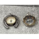 2 HALLMARKED SILVER COMPASSES