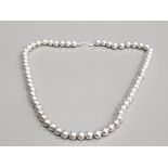SILVER BEAD NECKLACE WITH TRIGGER CATCH 20.2G GROSS