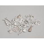 20 ASSORTED SILVER CHARMS 26.3G