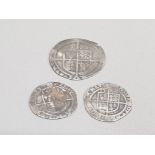 ELIZABETH 1 SILVER 1575 SIXPENCE AND 2 THREEPENCE WITH DATES SUCH AS 1566 AND 1571