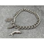 SILVER BRACELET WITH 2 CHARMS AND HALLMARKED LOCKET
