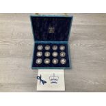 1996 THE QUEENS 70TH BIRTHDAY SILVER PROOF 12 PIECE COIN COLLECTION IN ORIGINAL PACKAGING WITH COA