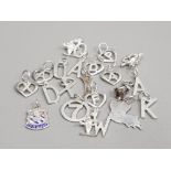20 MIXED SILVER CHARMS 16.9G