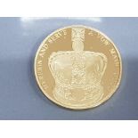 UK 2013 5 POUND QUEENS CORONA ANNIVERSARY SILVER PROOF GOLD PLATED COIN IN BOX AND CASE OF ISSUE