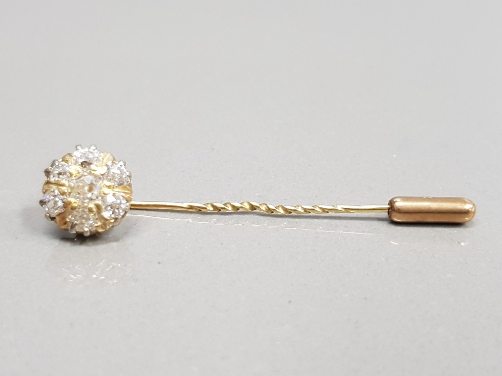 9CT YELLOW GOLD DIAMOND SET STICK PIN APPROXIMATELY 0.80CTS 2.4G GROSS