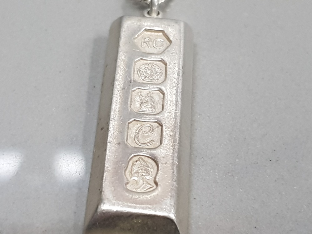 SILVER INGOT WITH BELCHER CHAIN TOGETHER WITH ANOTHER SILVER INGOT WITH CURB CHAIN - Image 3 of 4