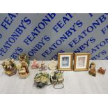 MIXED ITEMS INCLUDING 3 ENESCO MOVING MUSICAL SCENES, 3 LEONARDO COLLECTION LADY FIGURES, 2 GILT
