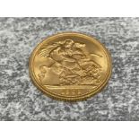 22CT GOLD 1962 FULL SOVEREIGN COIN