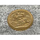 22CT GOLD 1895 FULL SOVEREIGN COIN STRUCK IN MELBOURNE
