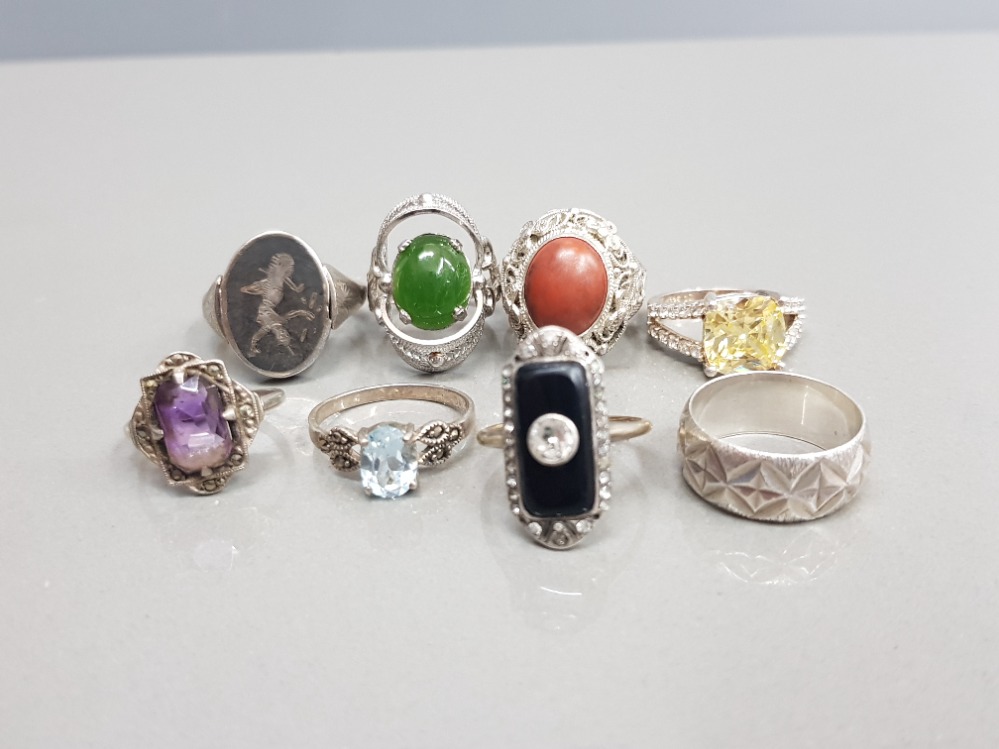 10 ASSORTED SILVER RINGS 43.8G GROSS