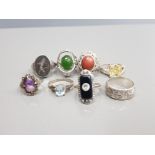 10 ASSORTED SILVER RINGS 43.8G GROSS