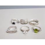 6 ASSORTED SILVER RINGS 45.2G GROSS