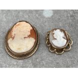 2 GOLD PLATED CAMEO BROOCHES