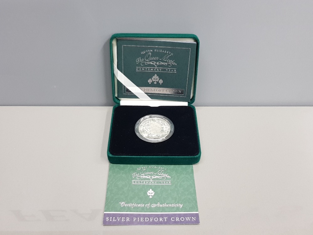 ROYAL MINT SILVER PROOF PIEDFORT 2000 £5 CROWN QUEEN MOTHER 100TH BIRTHDAY COIN IN CASE AND COA