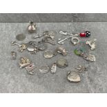 26 ASSORTED SILVER CHARMS