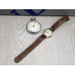 2 VINTAGE WATCHES INCLUDING A SHOCK PROOF INVENTIC POCKET WATCH AND WINEGARTENS SHOCK PROOF 17