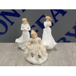 3 ROYAL DOULTON FIGURES INCLUDING FIGURE OF THE MONTH FEBRUARY LOVING YOU AND THANK YOU
