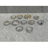 11 ASSORTED DRESS RINGS WITH CZ STONES