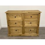 BEAUTIFUL 6 DRAWER PINE CHEST 213CMS X 105CMS X 49CMS