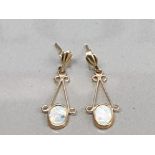 YELLOW GOLD OPAL DROP EARRINGS 0.5G GROSS