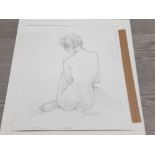 WATERCOLOUR OF A NUDE LADY TITLED JANE AT THE STUDIO WITH REVERSE PENCIL DRAWING TITLED MELISSA AT