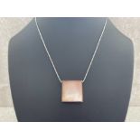 SILVER SQUARE MOTHER OF PEARL PENDANT COMPLETE WITH SILVER CHAIN