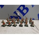 COLLECTION OF METAL MINIATURE SCOTTISH FIGURES INCLUDES PIKE MEN, PIPER, SWORD, ARCH PLUS 4 MEN