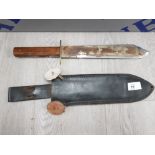 VINTAGE BOWIE KNIFE IN LEATHER CASE