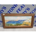 FRAMED OIL ON CANVAS HOLIDAY SCENE PAINTING BY ERNEST KNIGHT 92 X 46 CM