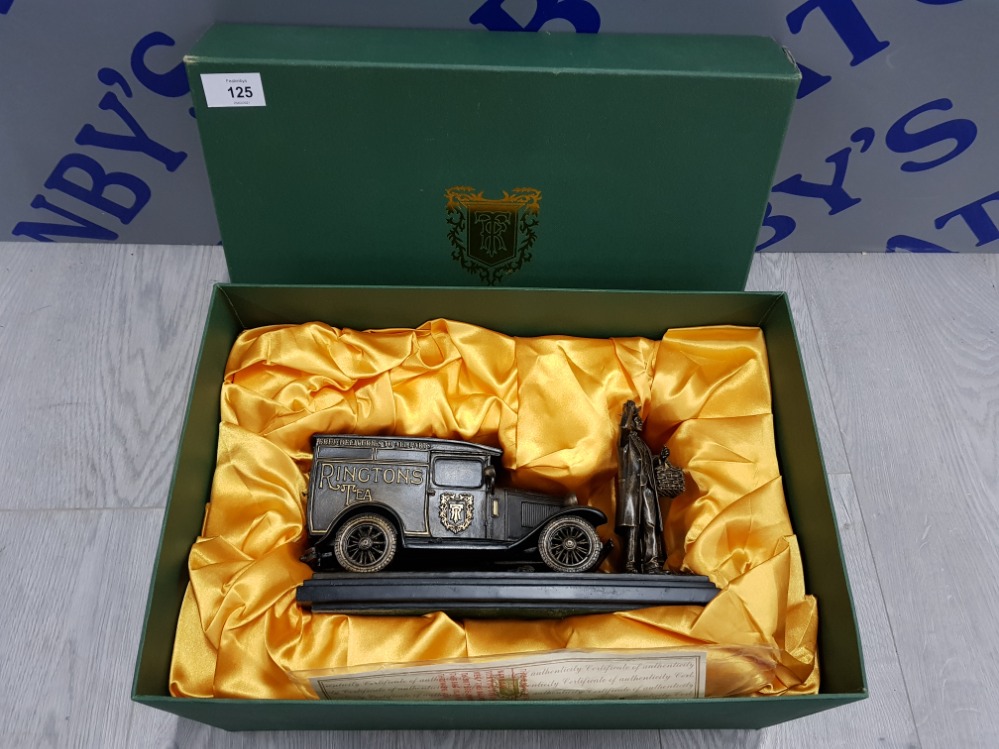 RINGTONS TEA AND MORE TO YOUR DOOR COLD CAST BRONZE FIGURE IN BOX WITH CERTIFICATE