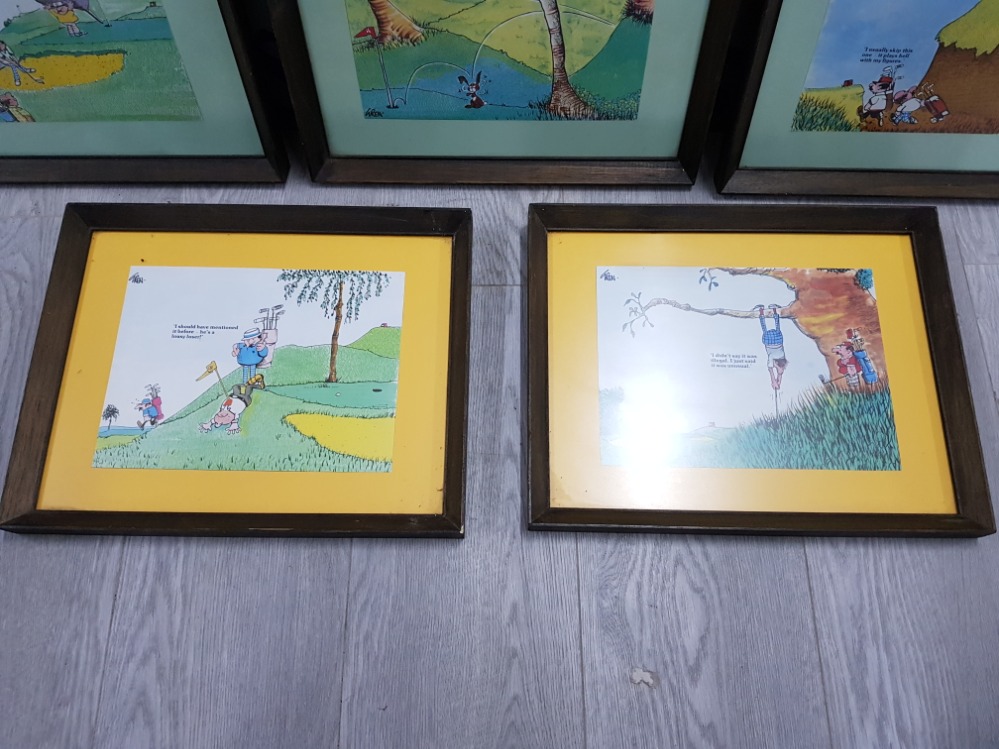 5 FRAMED PRINTS OF GOLFING HUMOUROUS SCENES SIGNED BY TREN - Image 3 of 5