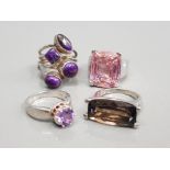 4 ASSORTED SILVER RINGS SIZES M N1/2 M N 38.1G GROSS