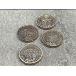 4 SILVER HALLMARKED CHRYSANTHEMUM COINS 240G