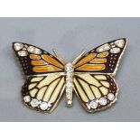 18CT BUTTERFLY ENAMEL DETAIL SET WITH BRILLIANT ROUND CUT DIAMONDS APPROXIMATELY 0.75CT 8.9G GROSS
