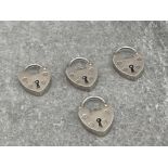 4 SILVER HEART PADLOCKS