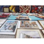 MIXED ITEMS TO INCLUDE CANVASES, 2 FRAMED JIGSAWS AND FRAMED PRINTS ETC