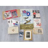 INTERESTING LOT OF MILITARY MEMORABILIA INCLUDING FRAMED PRINT OF A OFFICER, POLISH POSTCARDS WITH