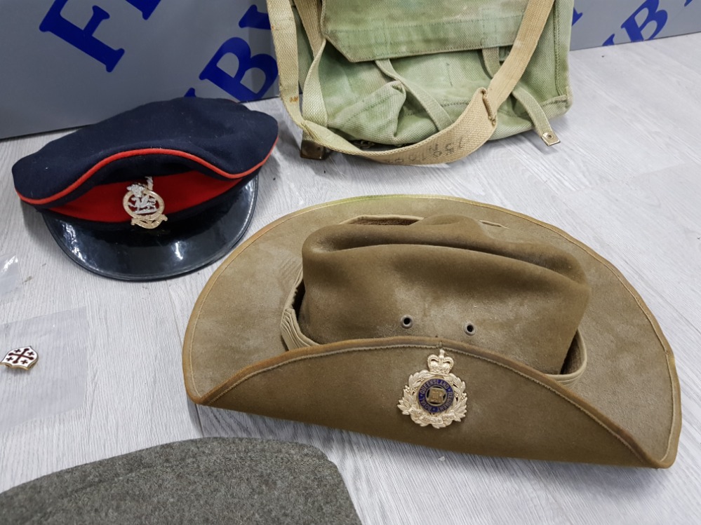 COLLECTION OF MILITARY MEMORABILIA INCLUDING AUSTRALIAN OFFICERS HATS ROYAL QUEENSLAND REGIMENT, - Image 2 of 10