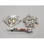 3 ORNATE SILVER BROOCHES 26.4G GROSS
