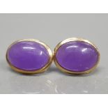 14CT YELLOW GOLD PURPLE STONE EARRINGS 3.2G GROSS