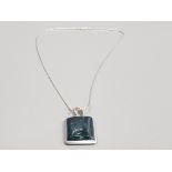 SILVER SNAKE CHAIN SET WITH BLACK SQUARE PENDANT 16.6G GROSS