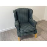 GREEN TARTAN WINGBACK CHAIR