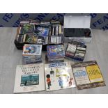 LARGE COLLECTION OF CASSETTE TAPES, DVDS AND 3 VINTAGE RECORDS