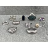 SELECTION 10 SILVER RINGS 53G