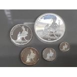 UK 2013 BRITANNIA SILVER PROOF YEAR SET COMPLETE WITH 5 COINS IN CASE AND BOX OF ISSUE WITH
