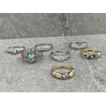 7 LADIES ASSORTED DRESS RINGS SET WITH STONES