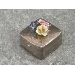 HALLMARKED SILVER PILL BOX WITH FLOWERS