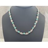 SILVER ORNATE NECKLACE SET WITH ROUND TURQUOISE STONES