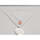 SILVER ROPE STYLE CHAIN AND SILVER ST CHRISTOPHER PENDANT TOGETHER WITH SILVER CURB CHAIN AND